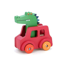 Carro de Madeira Crocodilo para brincadeiras de empurrar e imaginação