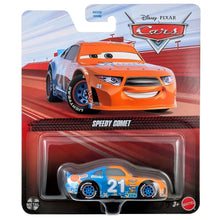 Carrinho Cars Disney Speedy Comet azul e laranja da Mattel
