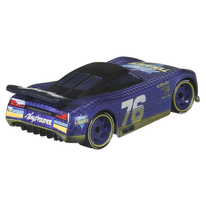 Cars Disney Will Rusch roxo número 76, vista traseira