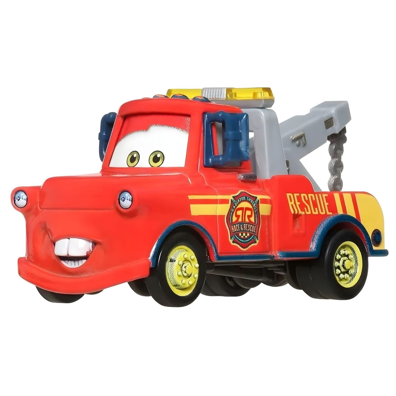Cars Disney Mate Rescue vermelho com gancho de resgate e detalhes amarelos