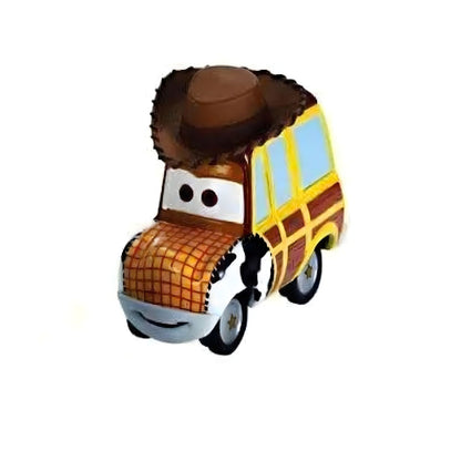 Miniatura Cars Woody inspirada em Toy Story, carrinha castanha com chapéu de cowboy no tejadilho.