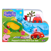 Circuito com Carro Vermelho da Peppa Pig com pista verde e carrinho vermelho