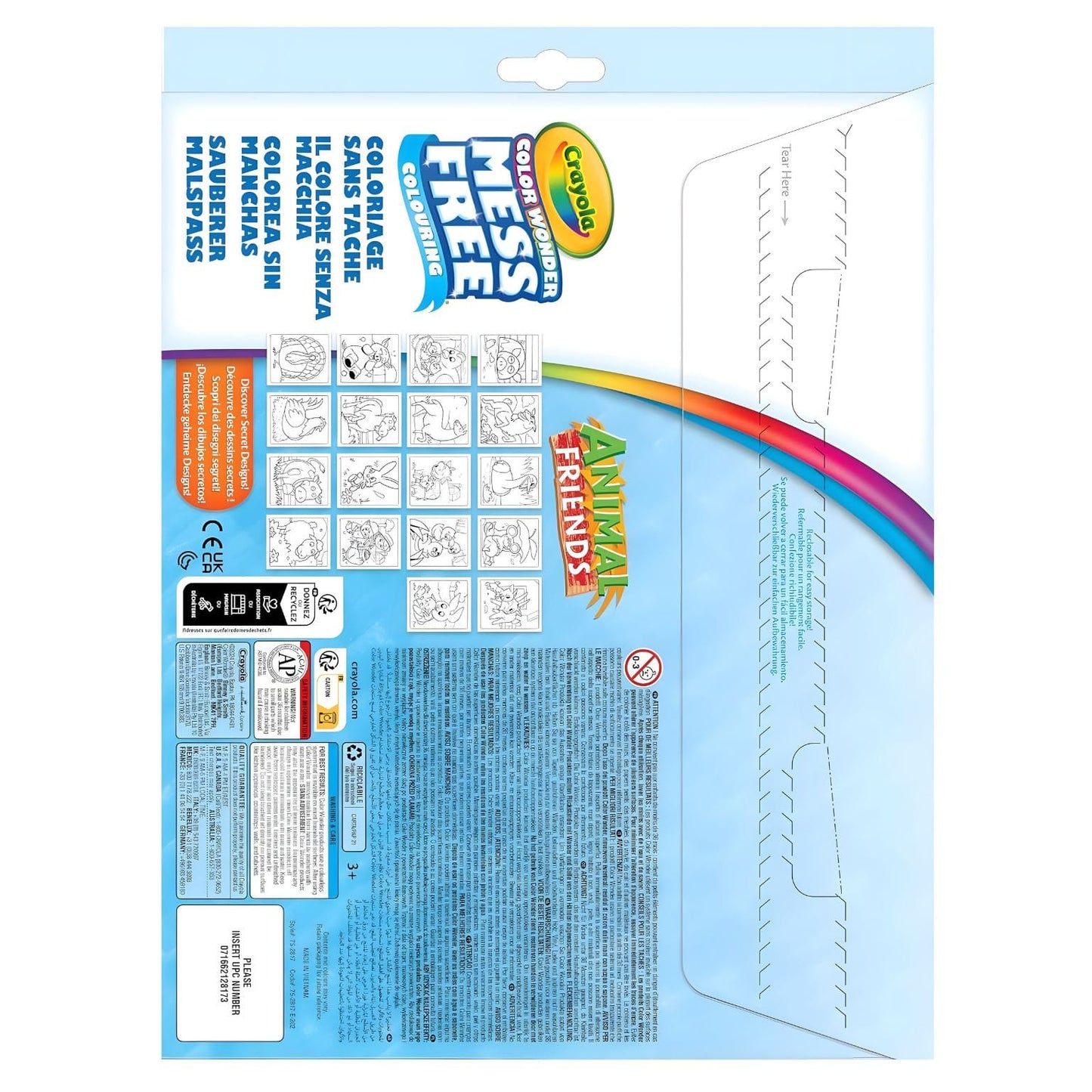 Capa Crayola Color Wonder Animais da Quinta com vaca, cabra, vitela, quinta e canetas coloridas