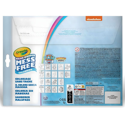 Caderno Colorir sem manchas Patrulha Pata Crayola com canetas especiais e personagens da Patrulha Pata na capa