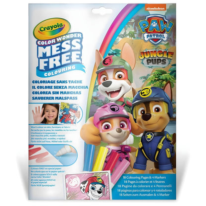 Caderno Colorir sem manchas Patrulha Pata Crayola com canetas especiais e personagens da Patrulha Pata na capa
