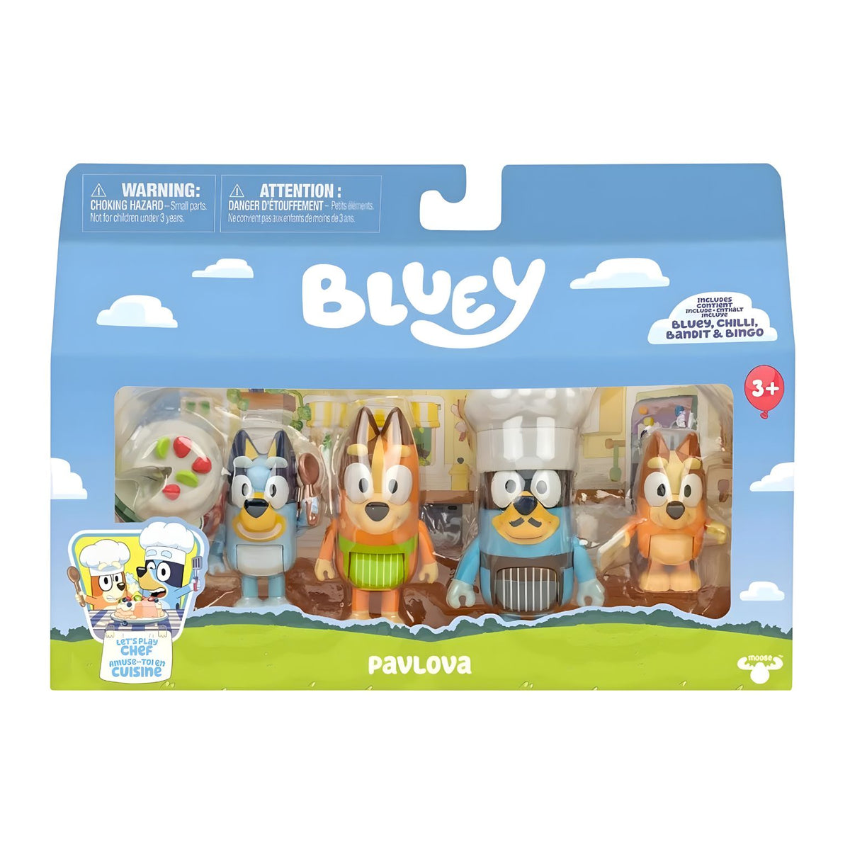 Conjunto Família da Bluey Pavlova da Moose Toys com quatro figuras e acessórios