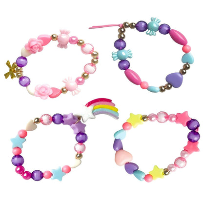 Conjunto de Pérolas Princesa Lillifee com contas coloridas, corações, flores, estrelas e pulseiras infantis criativas