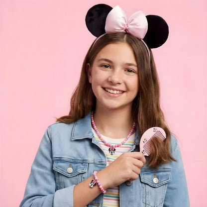 Conjunto de beleza da Minnie Mouse Cerdá com tiara rosa, colar, pulseira, pente, espelho e acessórios de cabelo