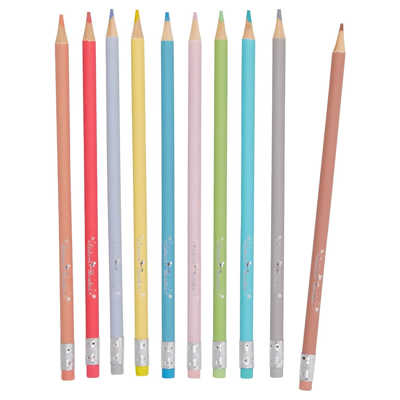 Conjunto lápis de cor Unicórnio da Spiegelburg em tons pastel com tema de unicórnio e arco-íris