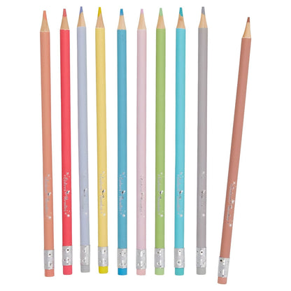 Conjunto lápis de cor Unicórnio da Spiegelburg em tons pastel com tema de unicórnio e arco-íris