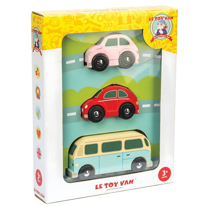 Conjunto de 3 veículos de madeira Retro na caixa Le Toy Van