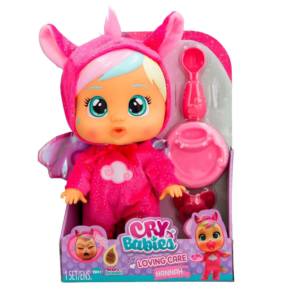 Cry Babies Loving Care Fantasy Hannah com visual de fantasia rosa