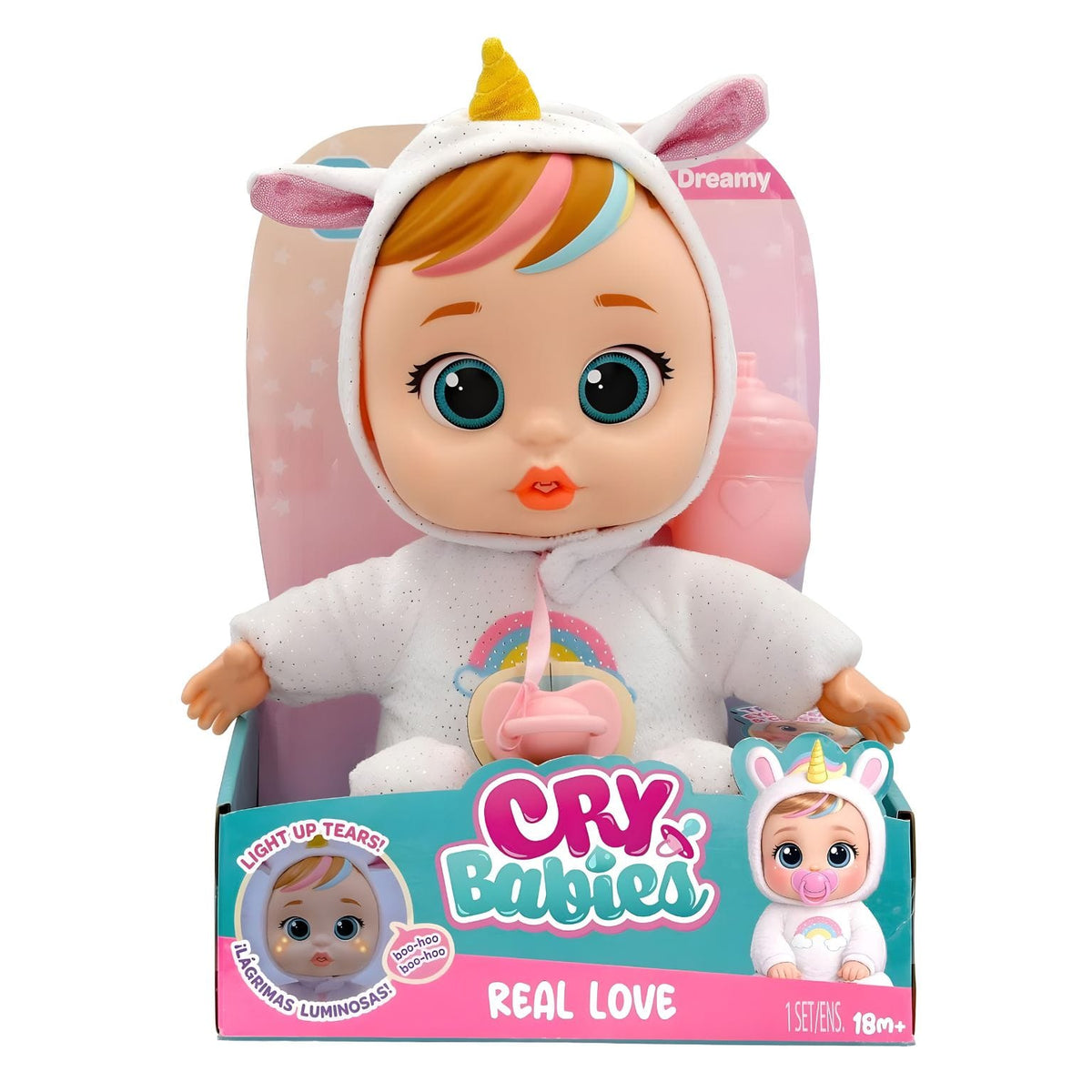 Cry Babies Real Love Dreamy – boneca interativa com visual de pégaso rosa