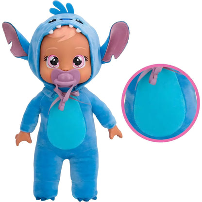 Cry Babies Recém-Nascido Stitch com pormenor da barriga em tecido azul-claro