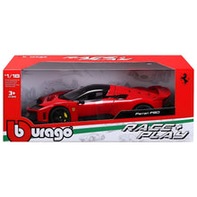 Ferrari F80 vermelho 1/18 Bburago com visual desportivo e portas abertas