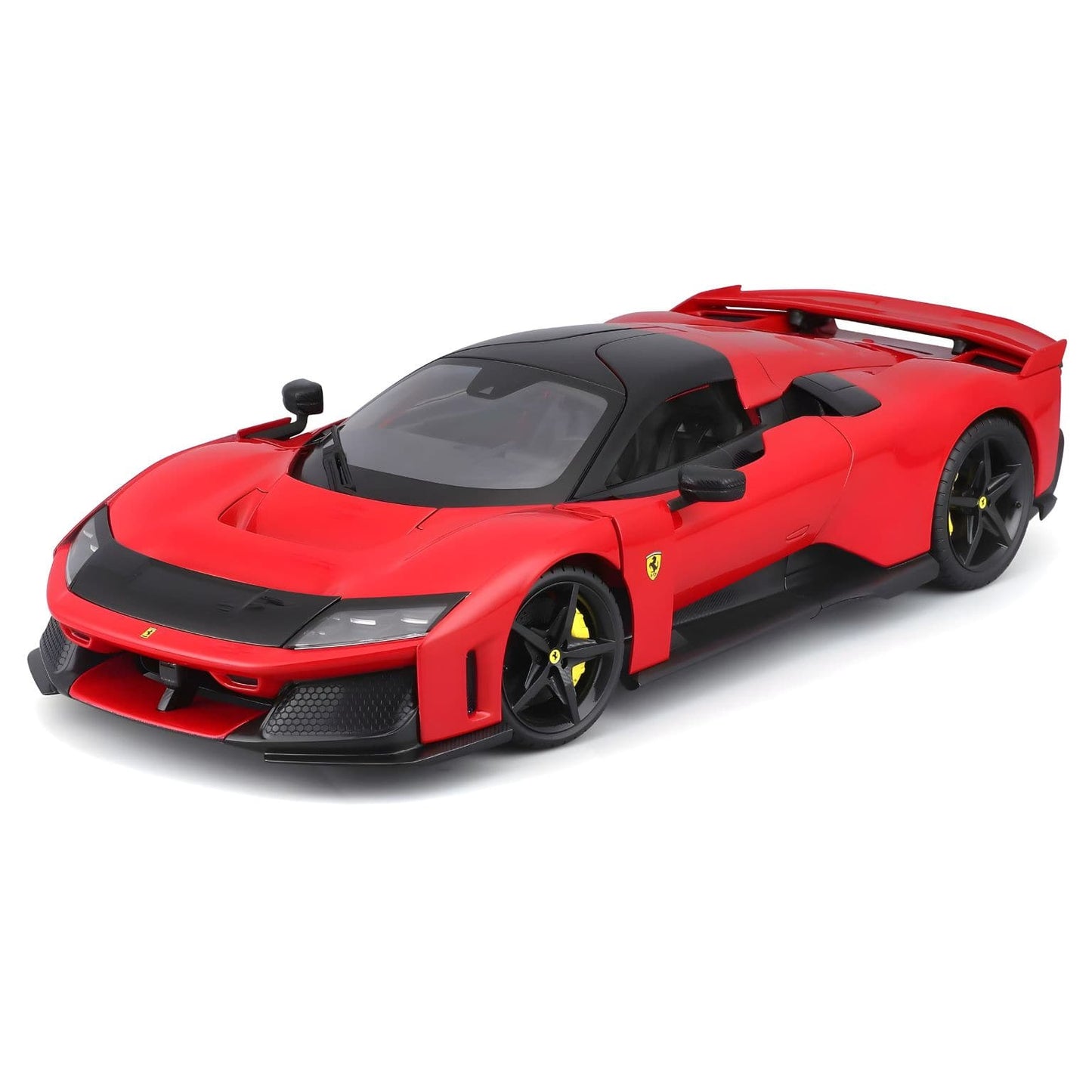 Ferrari F80 vermelho 1/18 Bburago com visual desportivo e portas abertas