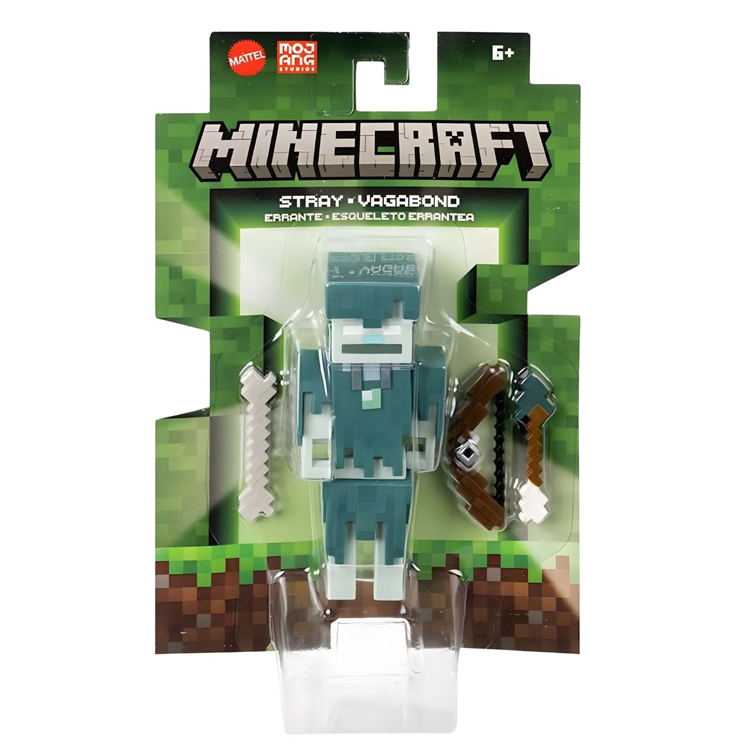 Figura Minecraft Vagabond da Mattel com visual estilo Minecraft e acessórios de aventura
