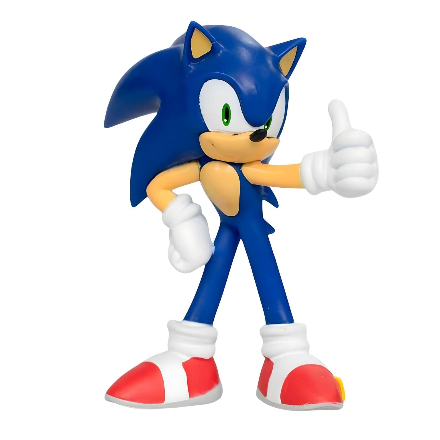 Figura Sonic com polegar para cima da Comansi, boneco azul com luvas brancas e sapatilhas vermelhas