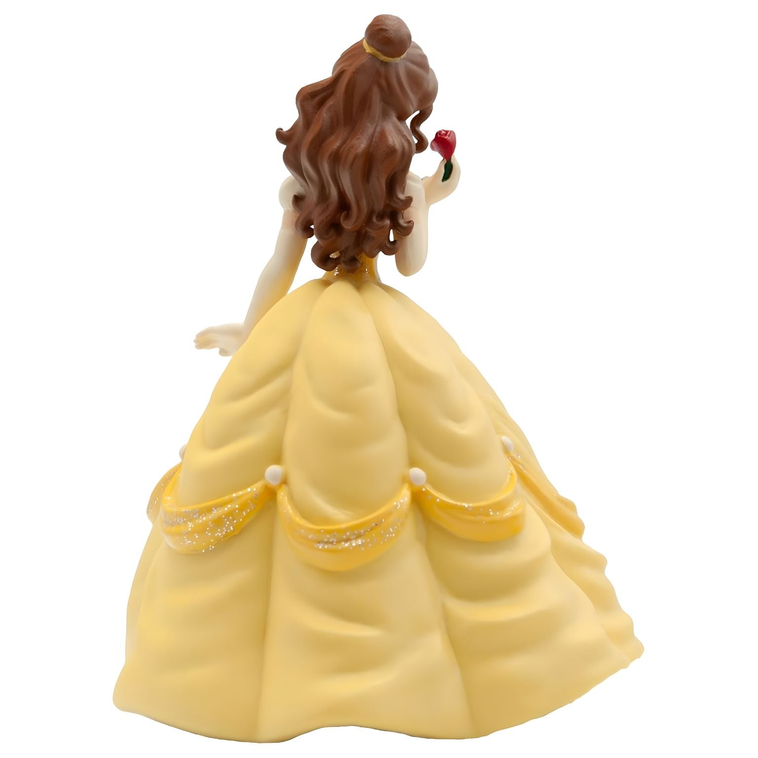 Figura da princesa Bella A Bela e o Monstro Bullyland com vestido amarelo e rosa na mão