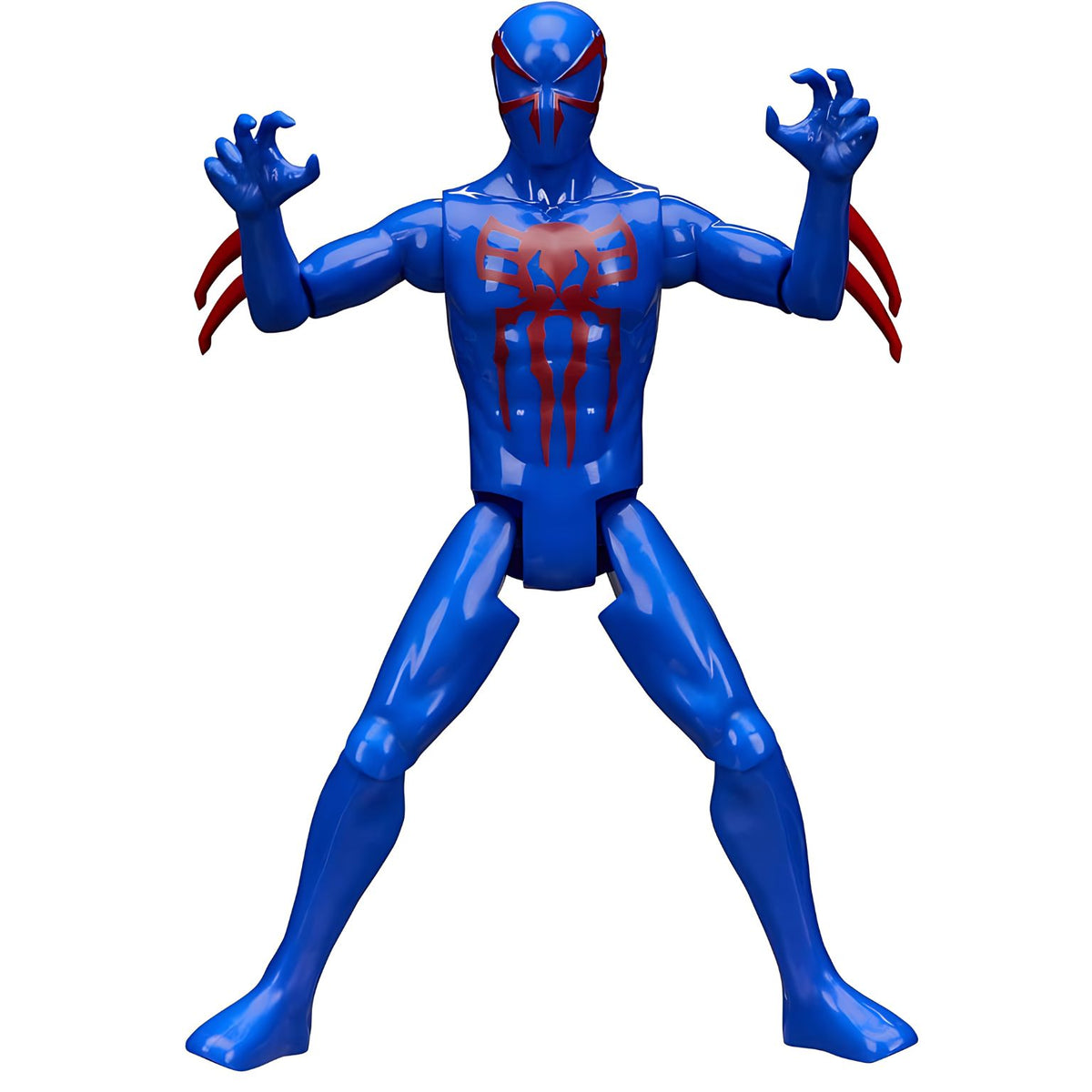 Figura Homem-Aranha 2099 com máscara azul e detalhes vermelhos no traje