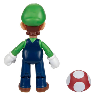 Figura Super Mario Luigi com boné verde fato azul e super cogumelo vermelho