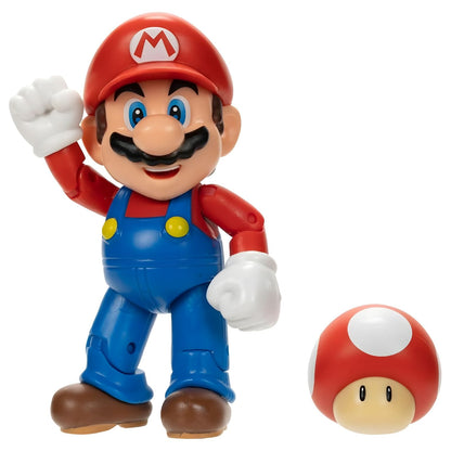 Figura Super Mario com super cogumelo vermelho da Jakks Pacific em embalagem colorida