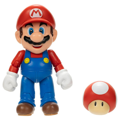 Figura Super Mario com super cogumelo vermelho da Jakks Pacific em embalagem colorida