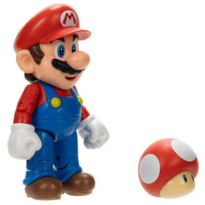 Figura Super Mario com super cogumelo vermelho da Jakks Pacific em embalagem colorida