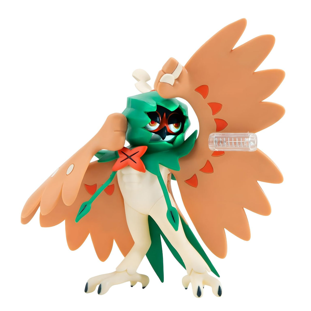 Figura Pokémon Decidueye com mecanismo de ataque inspirado na personagem
