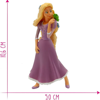 Figura Rapunzel com medidas de 10,6 cm de altura e 5 cm de largura