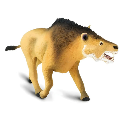 Daeodon em borracha visto do outro lado com a boca aberta