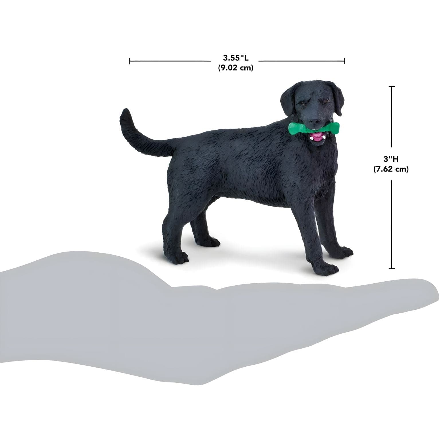 Figura de borracha Labrador preto com imagem complementar