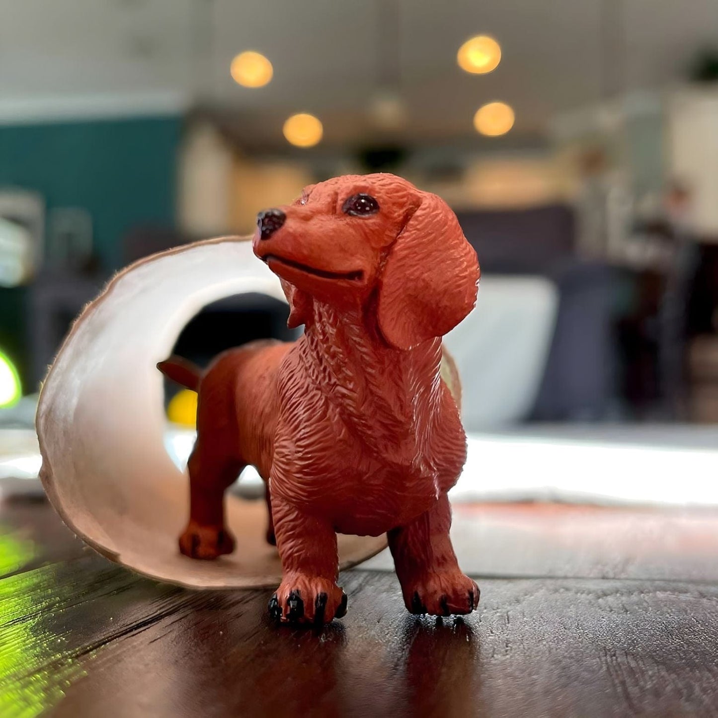 Detalhe da figura de borracha Teckel