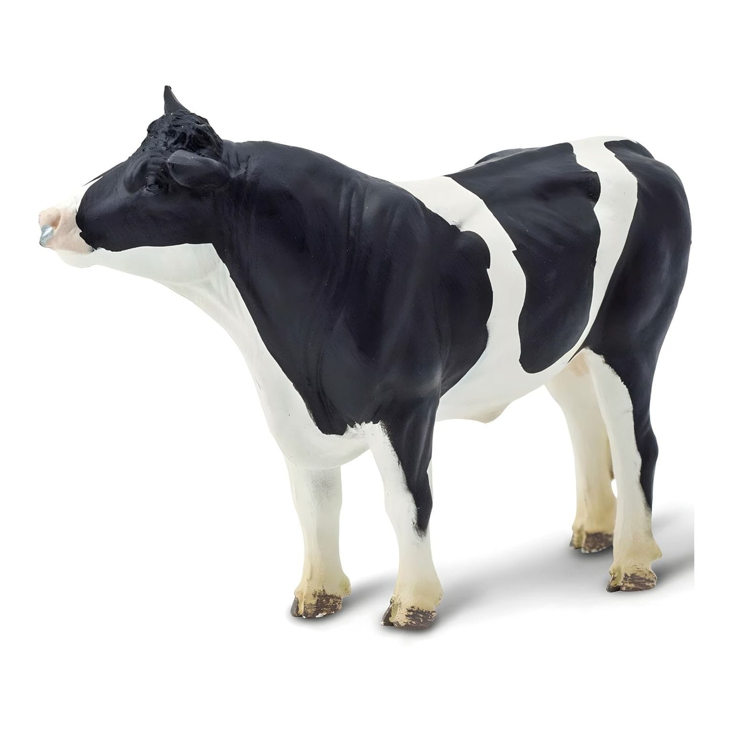 Touro Holstein-malhado de brinquedo em figura de borracha