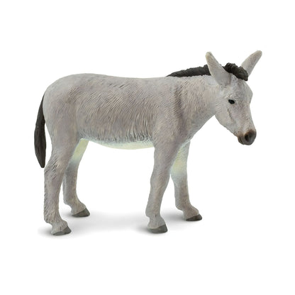 Figura de borracha Burro cinzento com crina escura, vista lateral