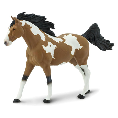Figura de borracha Garanhão Mustang Pinto castanho e branco