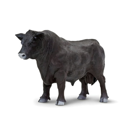 Figura de borracha Touro Angus preto, vista lateral