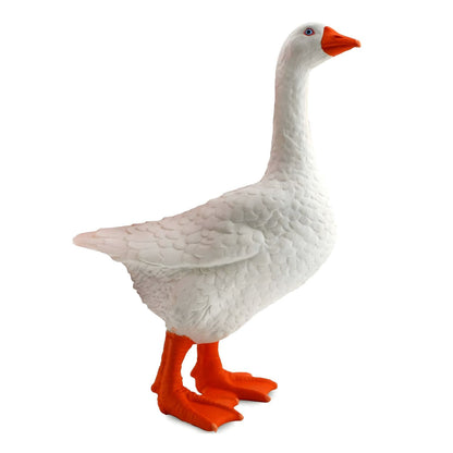 Figura de borracha Ganso branco com bico e patas cor de laranja