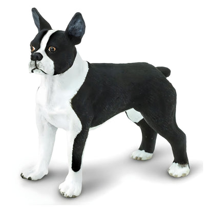 Figura de borracha Boston Terrier preto e branco