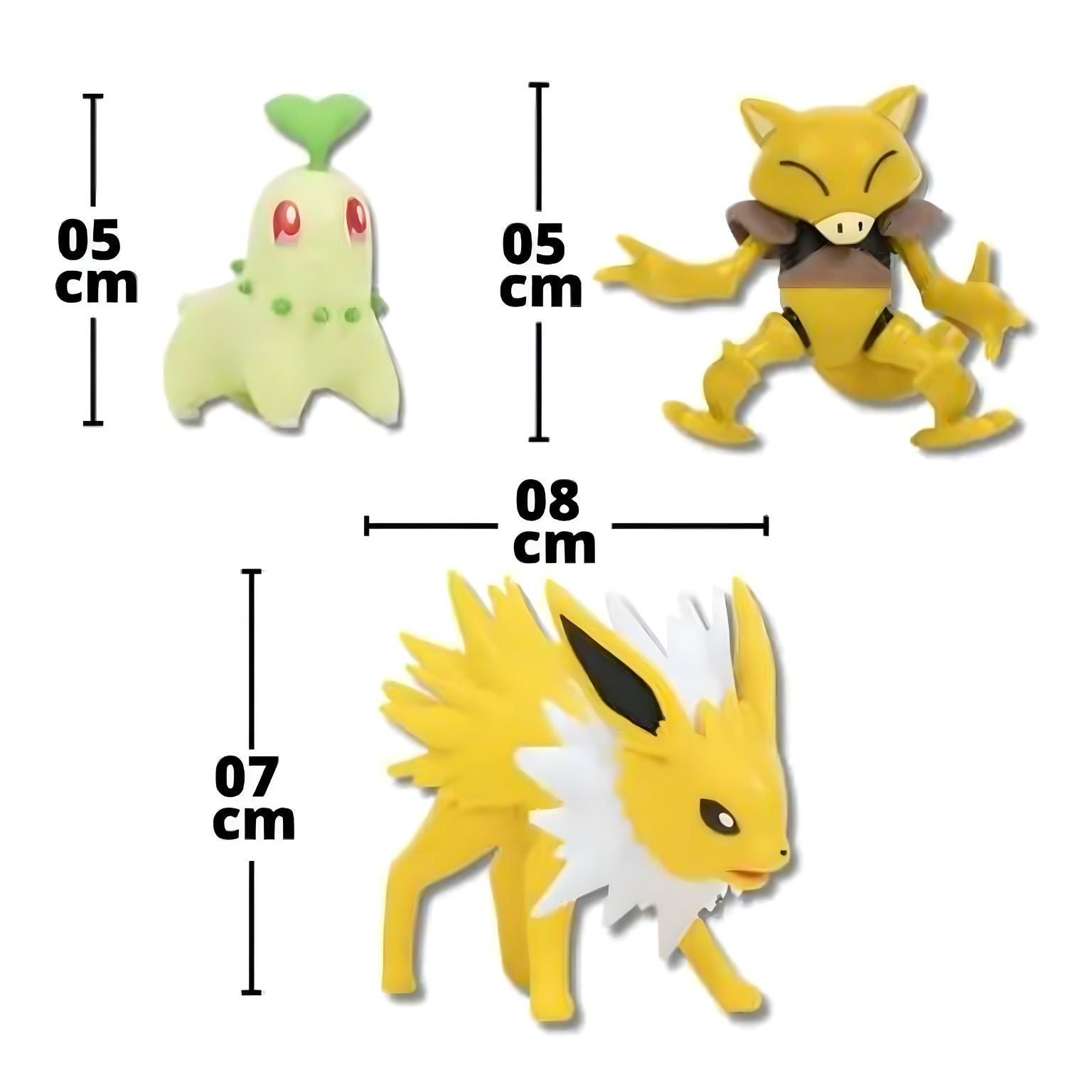 Figuras Pokémon (Chikorita + Abra + Jolteon)