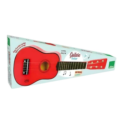 Guitarra Vermelha de Madeira na embalagem