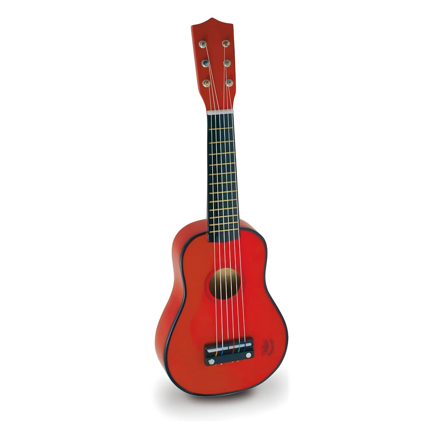 Guitarra Vermelha de Madeira para brincadeiras musicais e criatividade