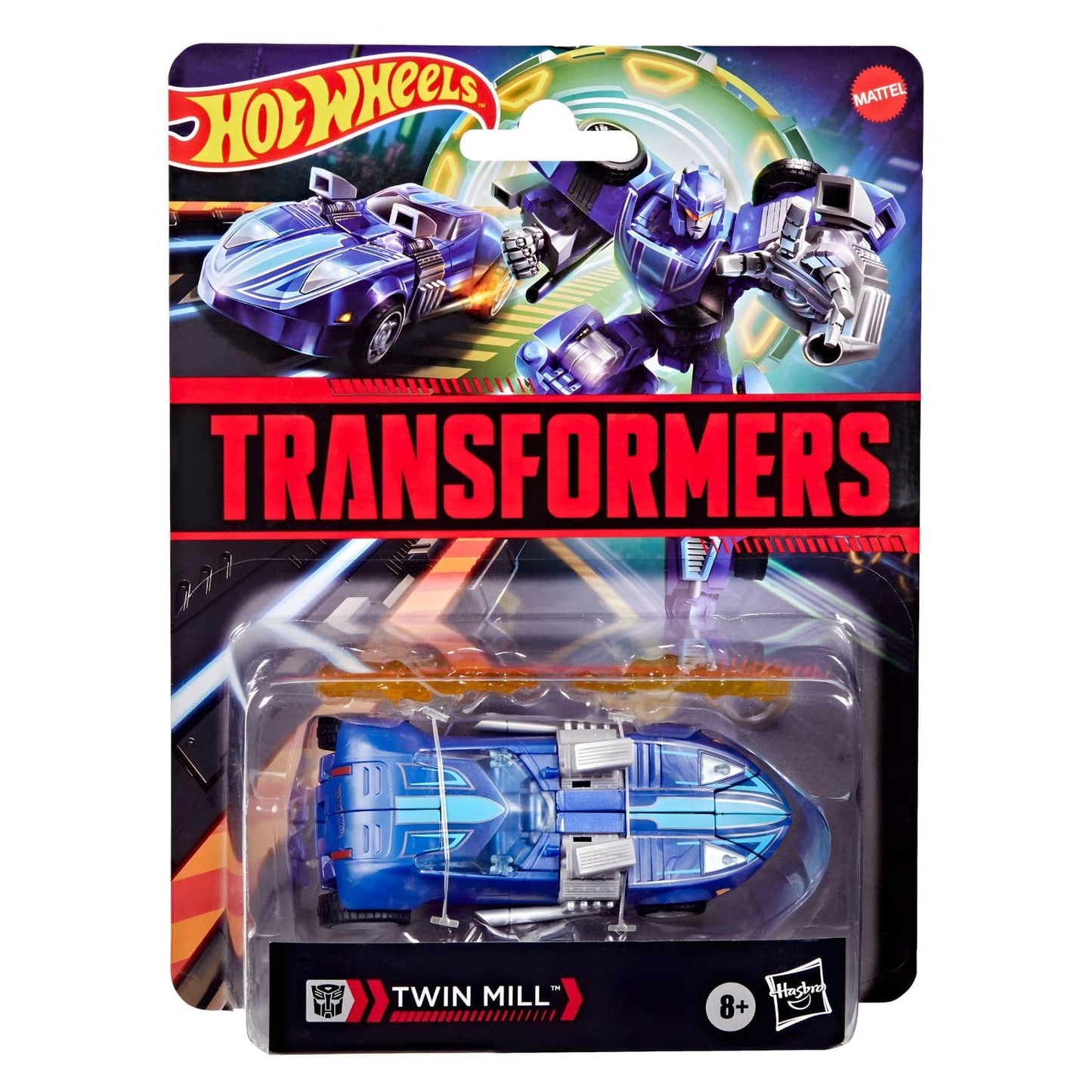 Hot Wheels X Transformers - Twin Mill carro azul que se transforma em robô Transformers