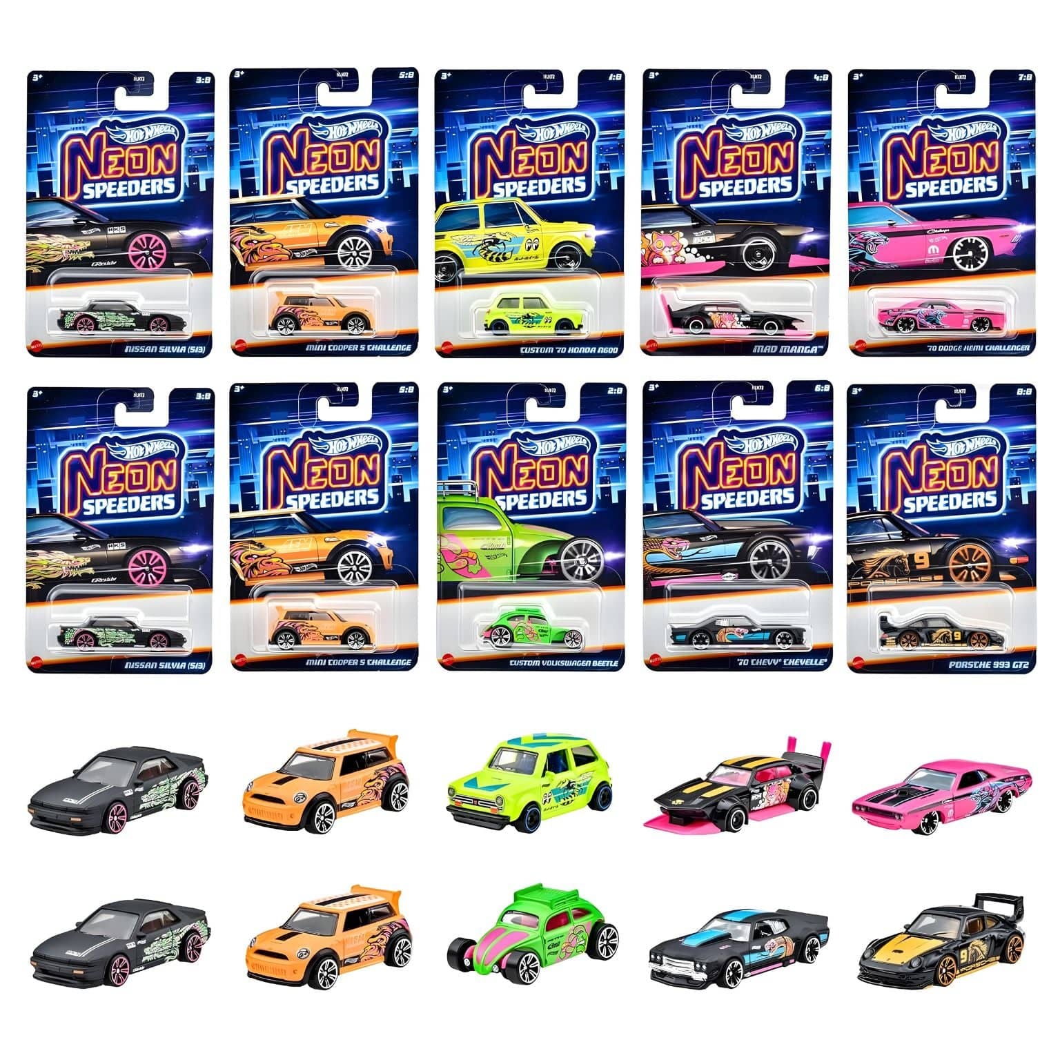 Hot Wheels Neon Speeders Mattel carrinhos coloridos com envio aleatório