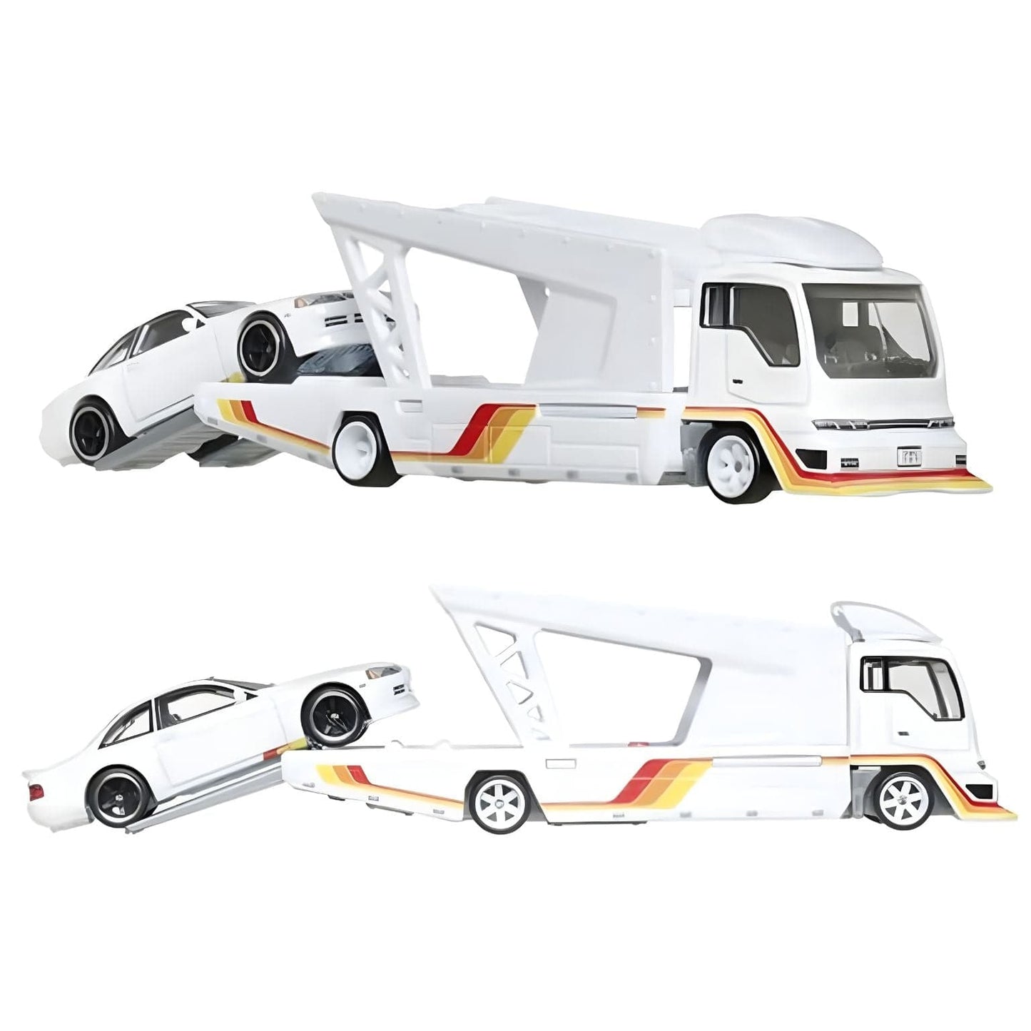 Hot Wheels Team Transport Toyota Soarer + Kousoku Hauler conjunto camião transportador branco com carro branco