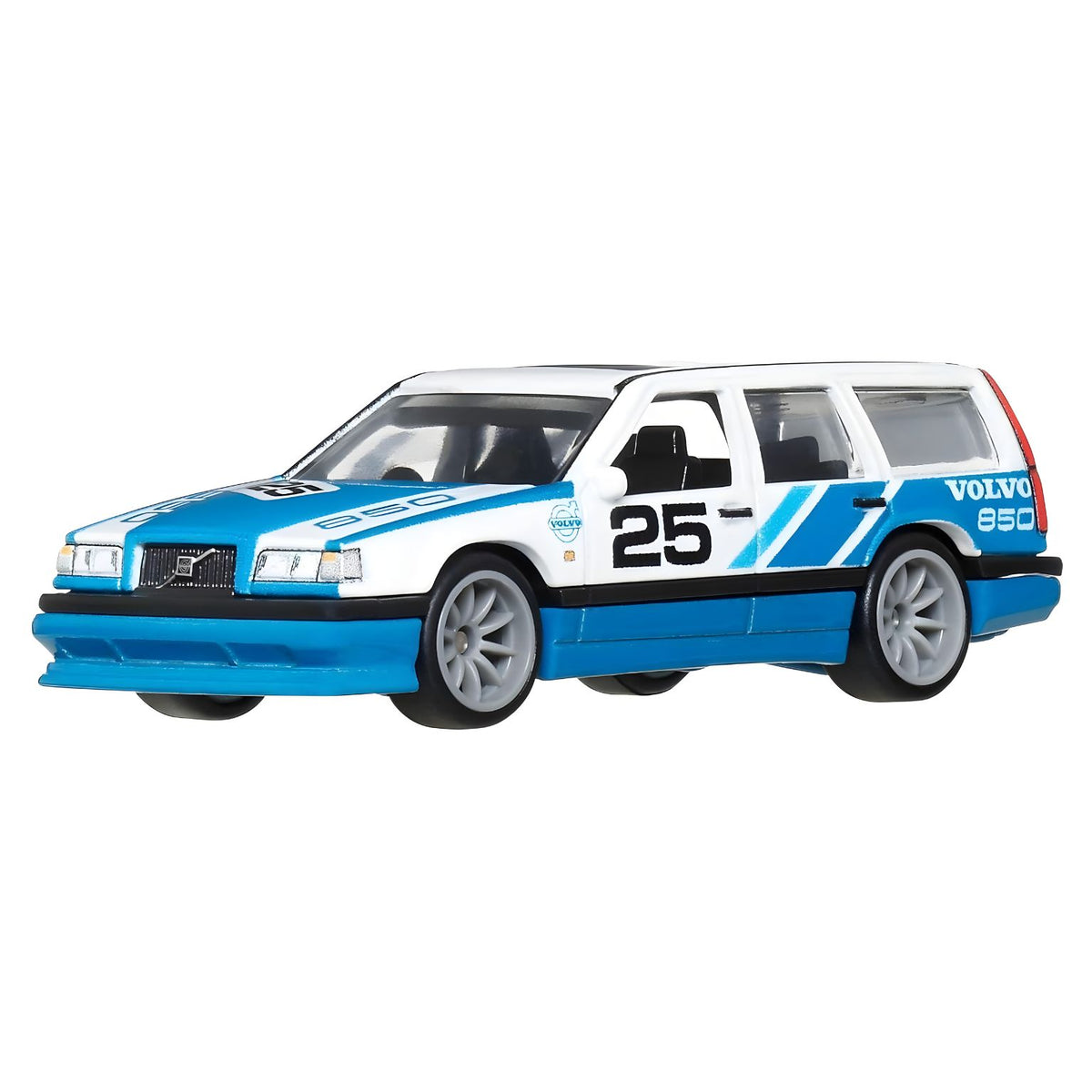 Modelo Hot Wheels Volvo 850 Estate, miniatura automóvel com tejadilho prolongado.