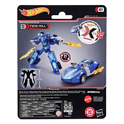 Hot Wheels X Transformers - Twin Mill carro azul que se transforma em robô Transformers