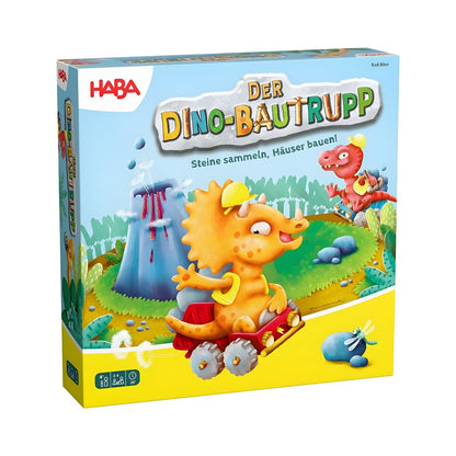 Caixa do Jogo A Equipa de Construção dos Dinossauros com dinossauro e vulcão