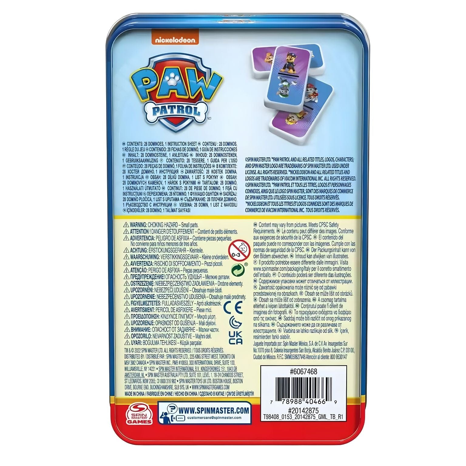 Jogo Dominó Patrulha Pata Spin Master com peças de dominó e personagens da Patrulha Pata