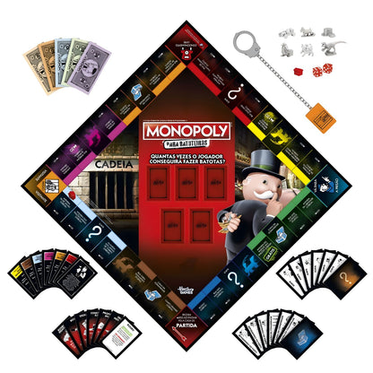 Monopoly Edição Batoteiros, vista adicional da embalagem ilustrada do jogo